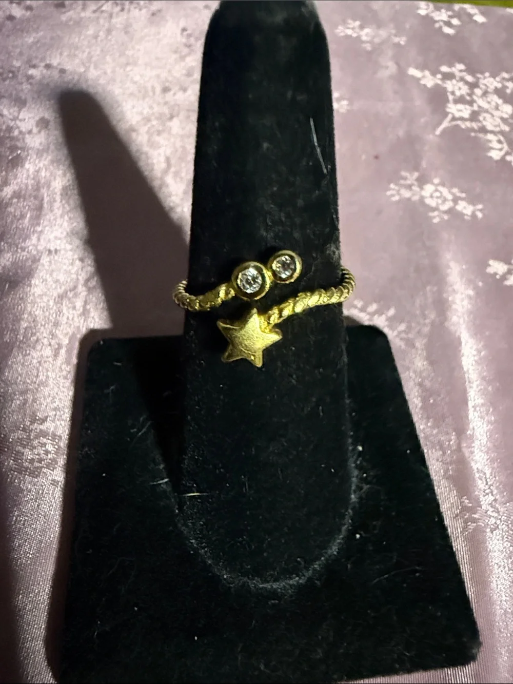 Gold sterling silver CZ Accent Adjustable Ring - Women's Fashion